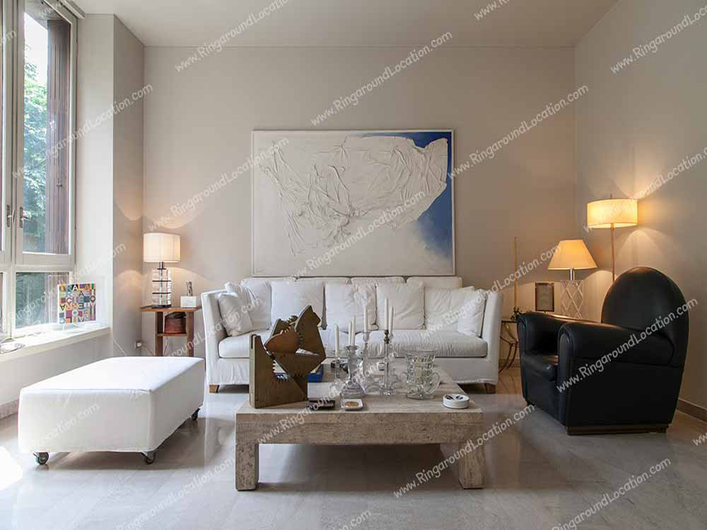 F837m - location a Milano appartamento con i pavimenti di marmo bianco