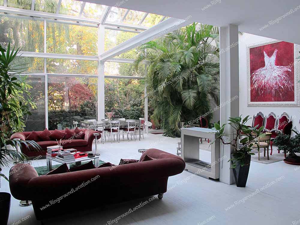 A336m - loft per i servizi fotografici con le vetrate e le piante dentro